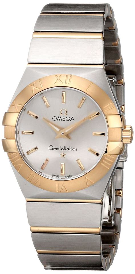 omega women's constellation silver dial watch|More.